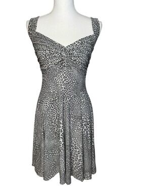 Norma Kamali Leopard Print Grey Black Sleeveless Swing Dress Medium